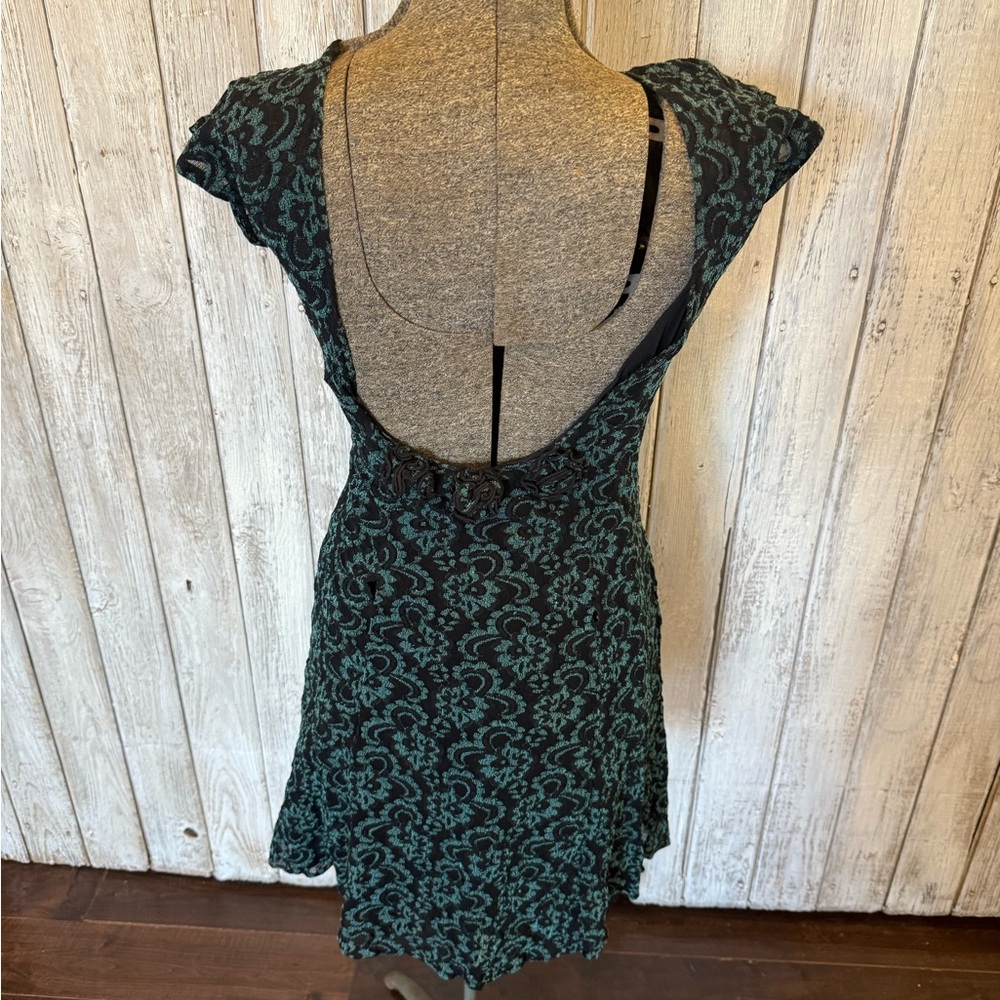 All that Jazz Black and Teal Vintage Lace Dress - Picture 5 of 9